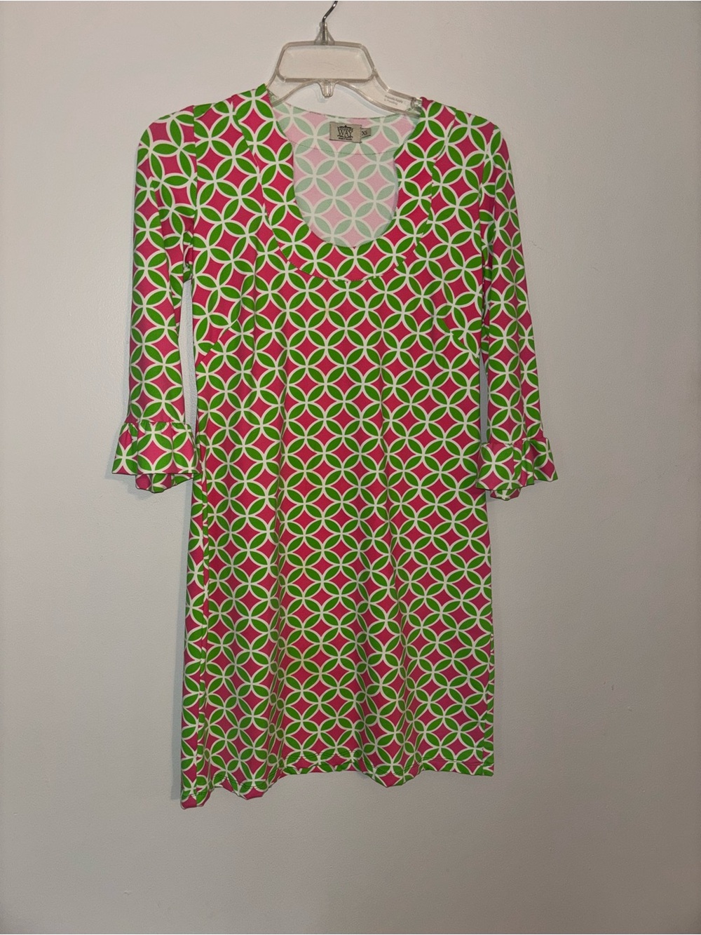 Katherine Way Pink & Green Geometric Midi Dress